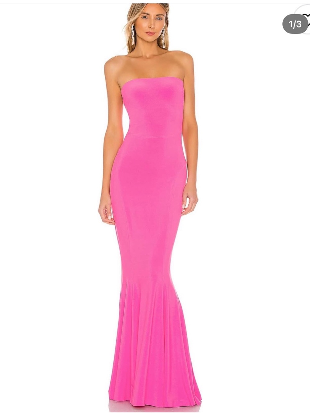 Norma Kamali Strapless Pink Mermaid Evening Dress